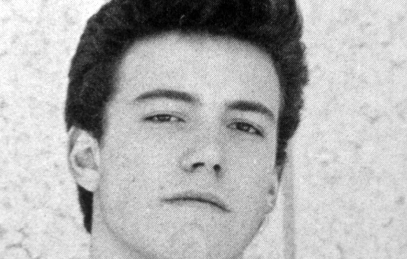 Ben Affleck appeared in a photograph from his high school yearbook, as he wore a black sweater with a white T-shirt underneath.