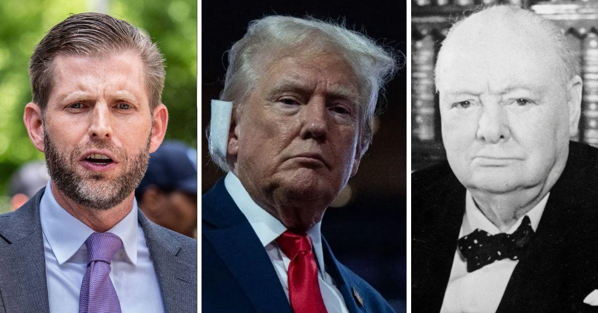 Composite photo of Eric Trump, Donald Trump and Winston Churchill