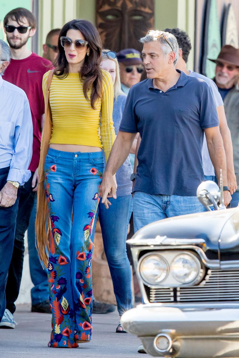 Amal Clooney Skinny Jeans Belly Crop Top George