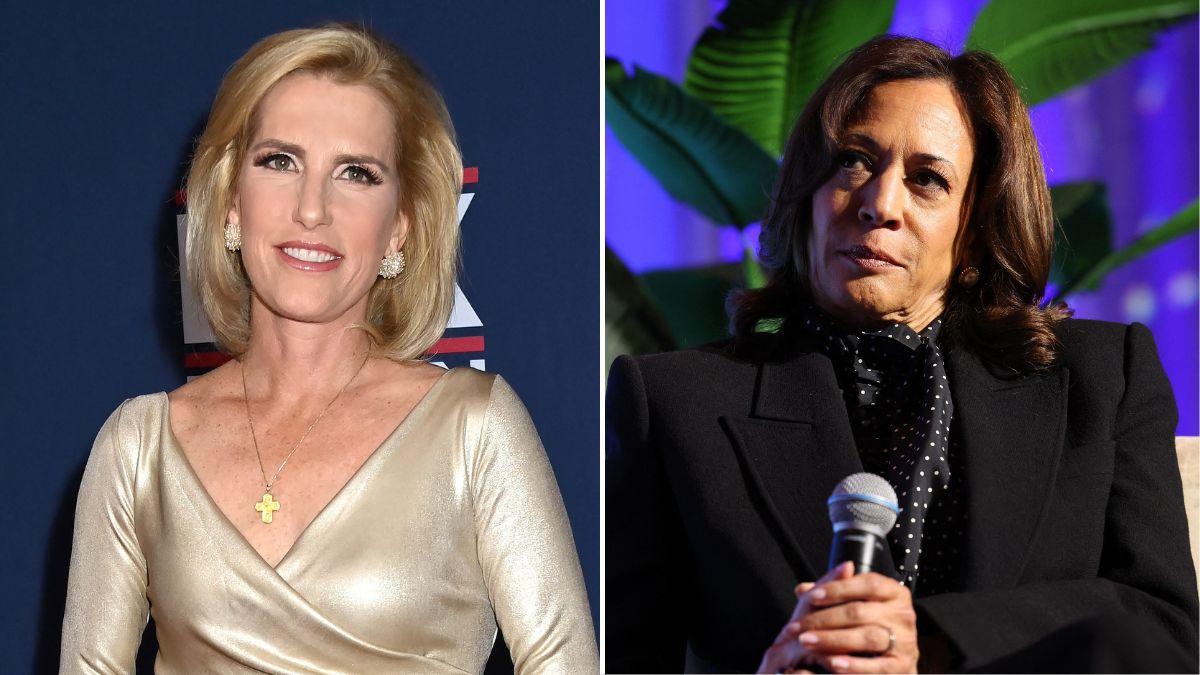 split image of Laura Ingraham and Kamala Harris