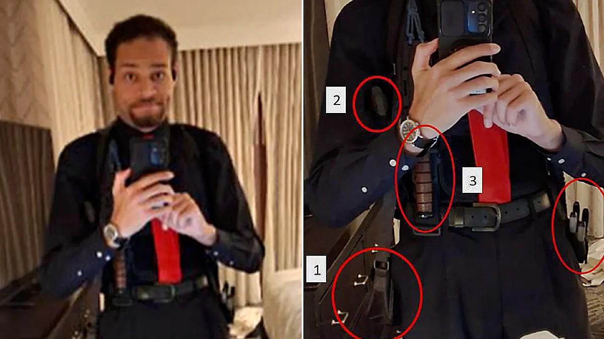 image of The suspect appeared dressed in black with what prosecutors say was ammunition strapped to his body.