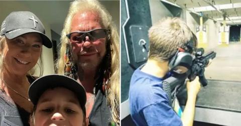 Photo of Dog the Bounty Hunter and Anthony, Anthony at gun range.