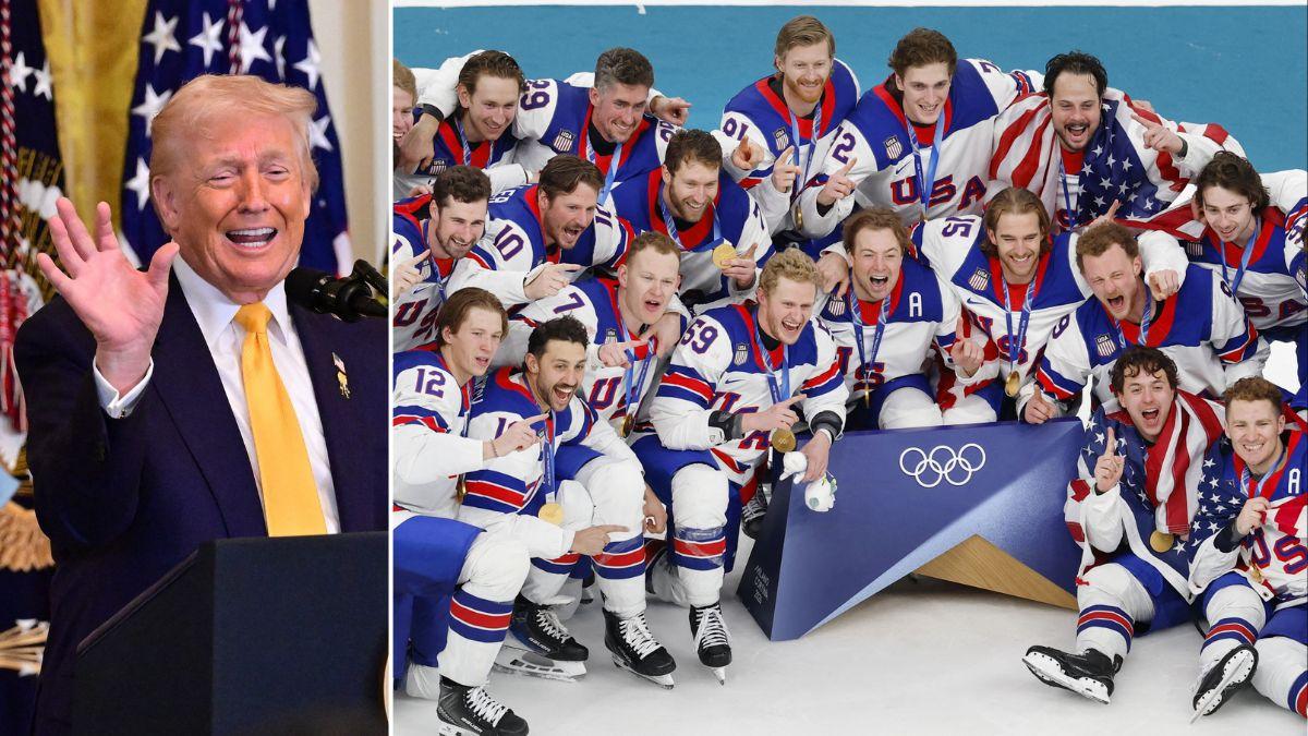 Photo of Donald Trump, US Men's Olympic Hockey Team