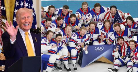Photo of Donald Trump, US Men's Olympic Hockey Team