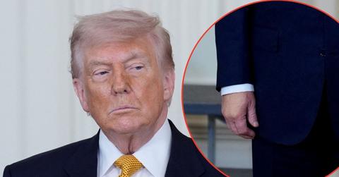 Donald Trump was spotted with makeup slathered on his hands at a White House event.