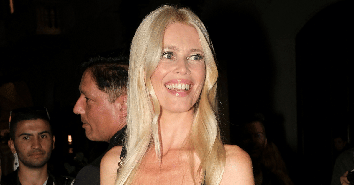 claudia schiffer flaunts trim figure as she celebrates th birthday