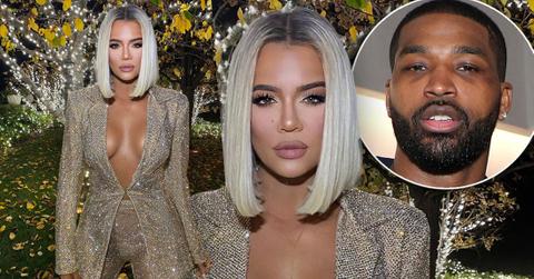 Khloe Kardashian In Sheer Sparkle Suit Inset Tristan Thompson