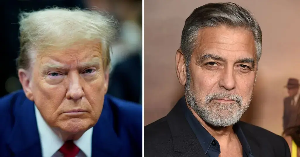 Composite photo of former President Donald Trump and George Clooney