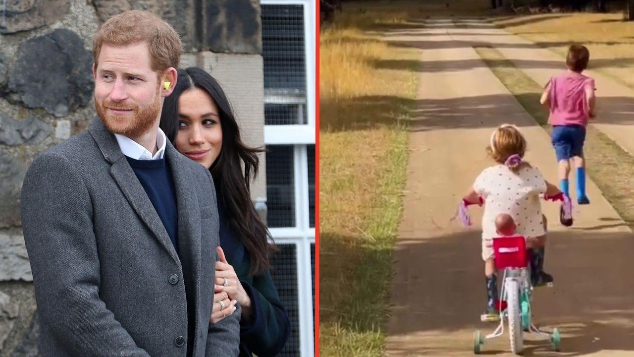 Split photo of Photo of Prince Harry, Prince Archie, Princess Lilibet and Meghan Markle