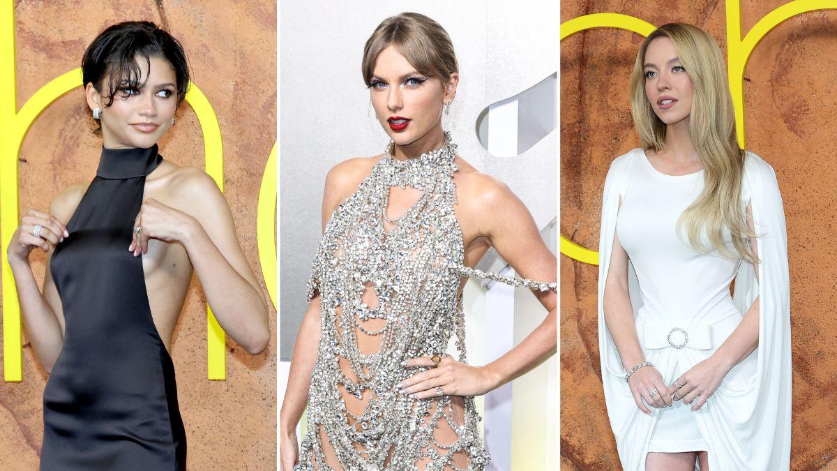 Split photo of Zendaya, Taylor Swift and Sydney Sweeney